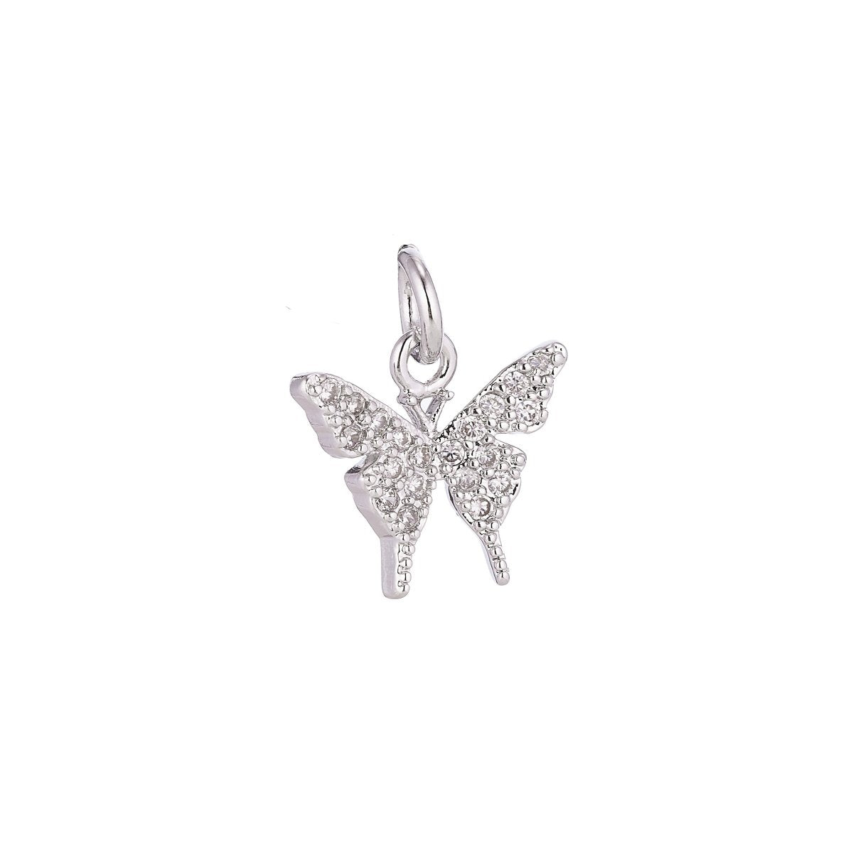18K Gold Filled Delicate Tiny Butterfly Cubic Zirconia Necklace Pendant Bracelet Earring Charm for Jewelry Making C-075 C-006 - DLUXCA