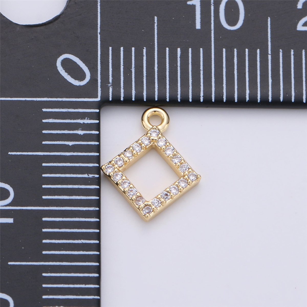 18K Gold Filled Diamond Rhombus Shape Cubic Zirconia Charm Bracelet Necklace Pendant Earring Gift for Jewelry Making E-229 - DLUXCA