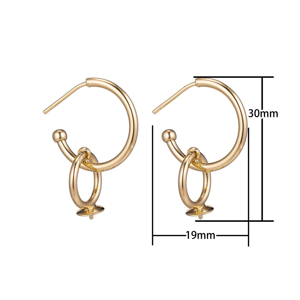 18k Gold Filled DIY Huggie Earrings with Loop, Stud Earrings, Crafted Hoop Earring Making Findings for Jewelry Making Supplies K-015 - DLUXCA