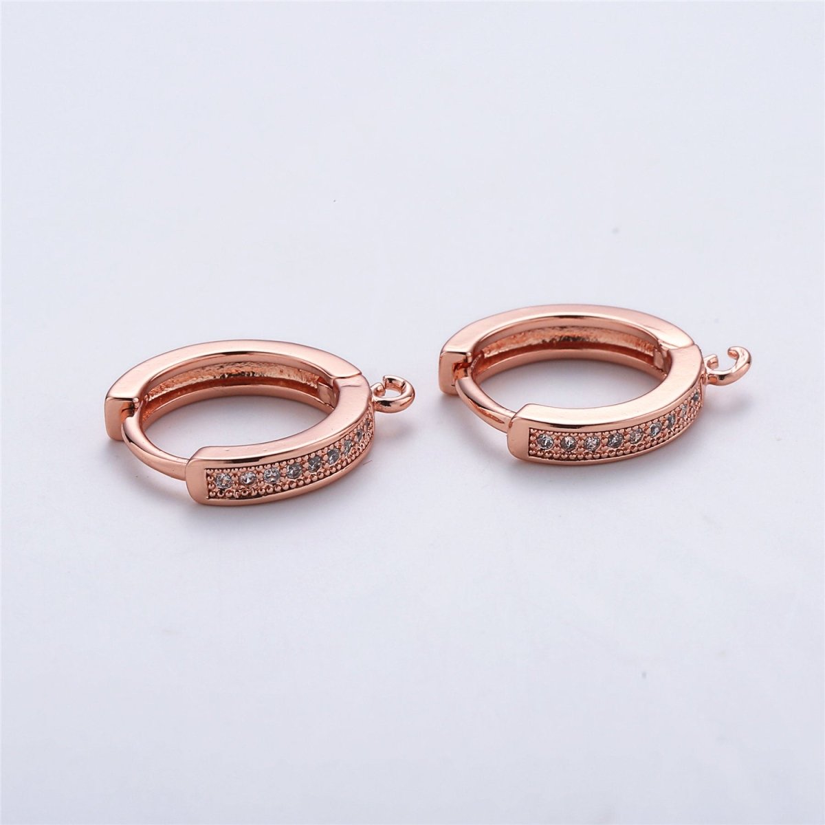 18k Gold Filled Earring One Touch Earring, jewelry Making, 15mm Gold huggie hoop earring with Micro Pave CZ Dainty Earring Charm K-161 K-162 L-331 L-332 - DLUXCA