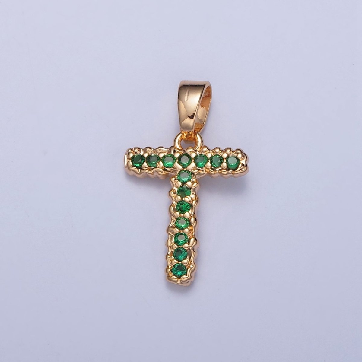 18k Gold Filled Emerald Green CZ Initial, Letter Alphabet Micro Pave charms Dainty Gold Cubic Pendant Charm for Necklace Bracelet Personalized Jewelry W-394~W-419 - DLUXCA