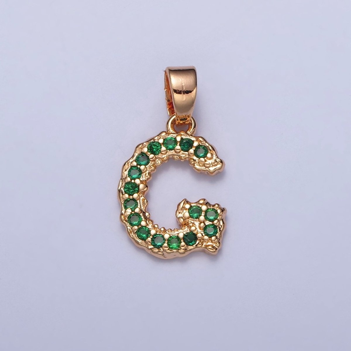 18k Gold Filled Emerald Green CZ Initial, Letter Alphabet Micro Pave charms Dainty Gold Cubic Pendant Charm for Necklace Bracelet Personalized Jewelry W-394~W-419 - DLUXCA