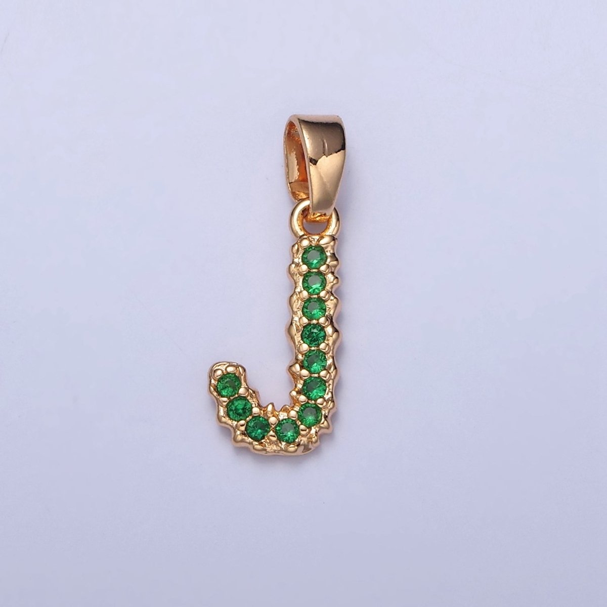 18k Gold Filled Emerald Green CZ Initial, Letter Alphabet Micro Pave charms Dainty Gold Cubic Pendant Charm for Necklace Bracelet Personalized Jewelry W-394~W-419 - DLUXCA