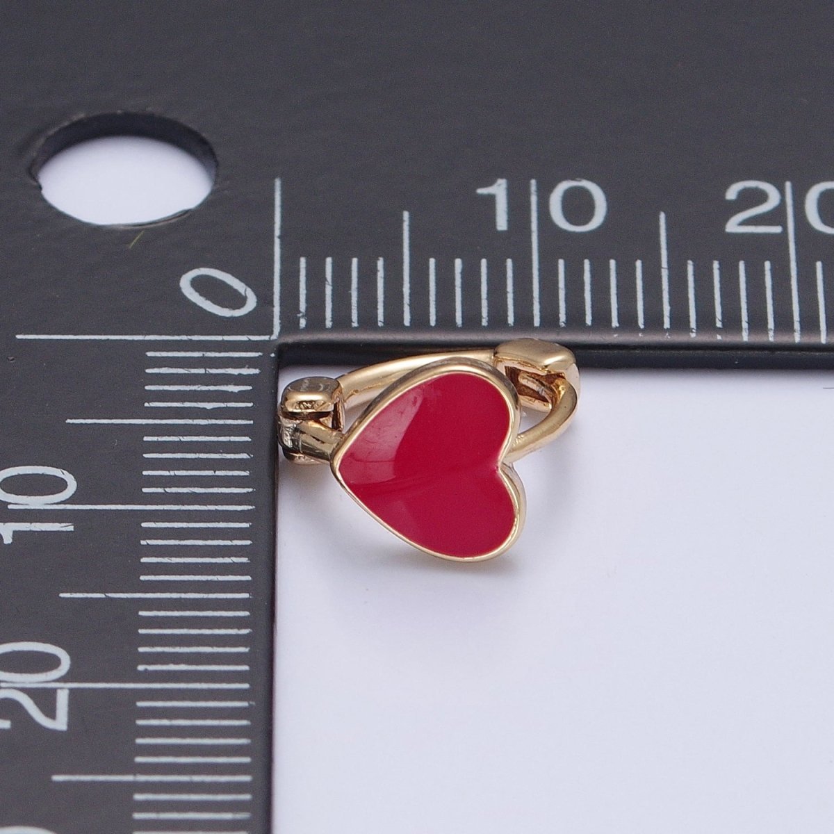 18K Gold Filled Enamel Heart Huggie Earring Pink Red White Heart Huggie T-447 ~ T-449 - DLUXCA