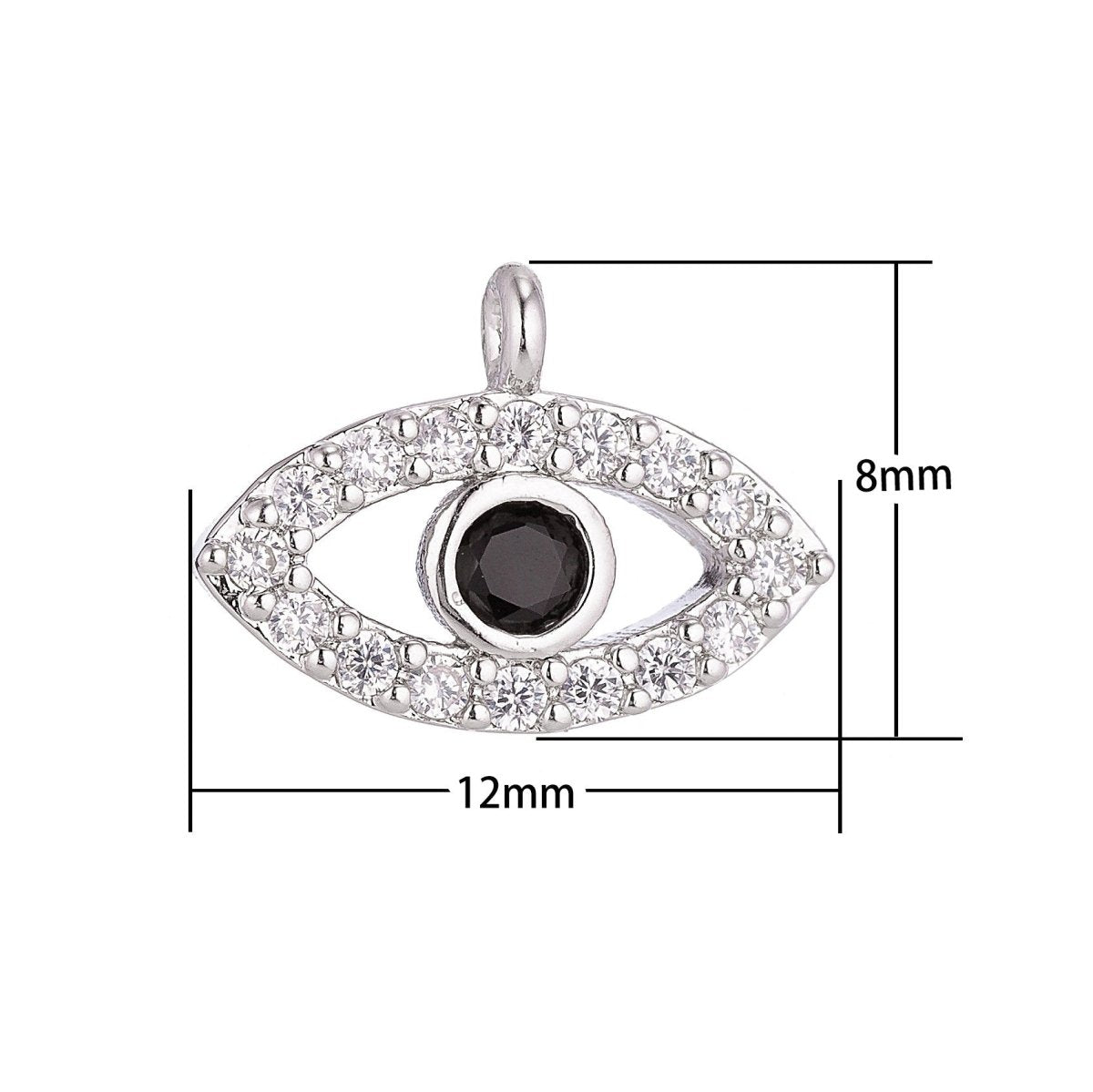 18K Gold Filled Evil Eye, Cubic Zirconia Charm Pendant C-054 - DLUXCA