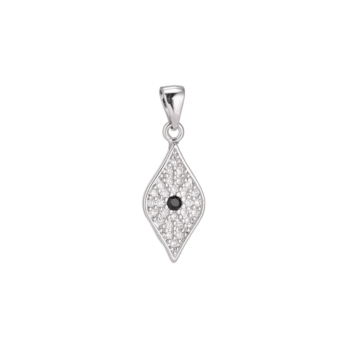 18K Gold Filled evil eye Diamond Shape Minimalist Simple Cubic Zirconia Necklace Pendant Bracelet Earring Charm Bails for Jewelry Making H-931 - DLUXCA