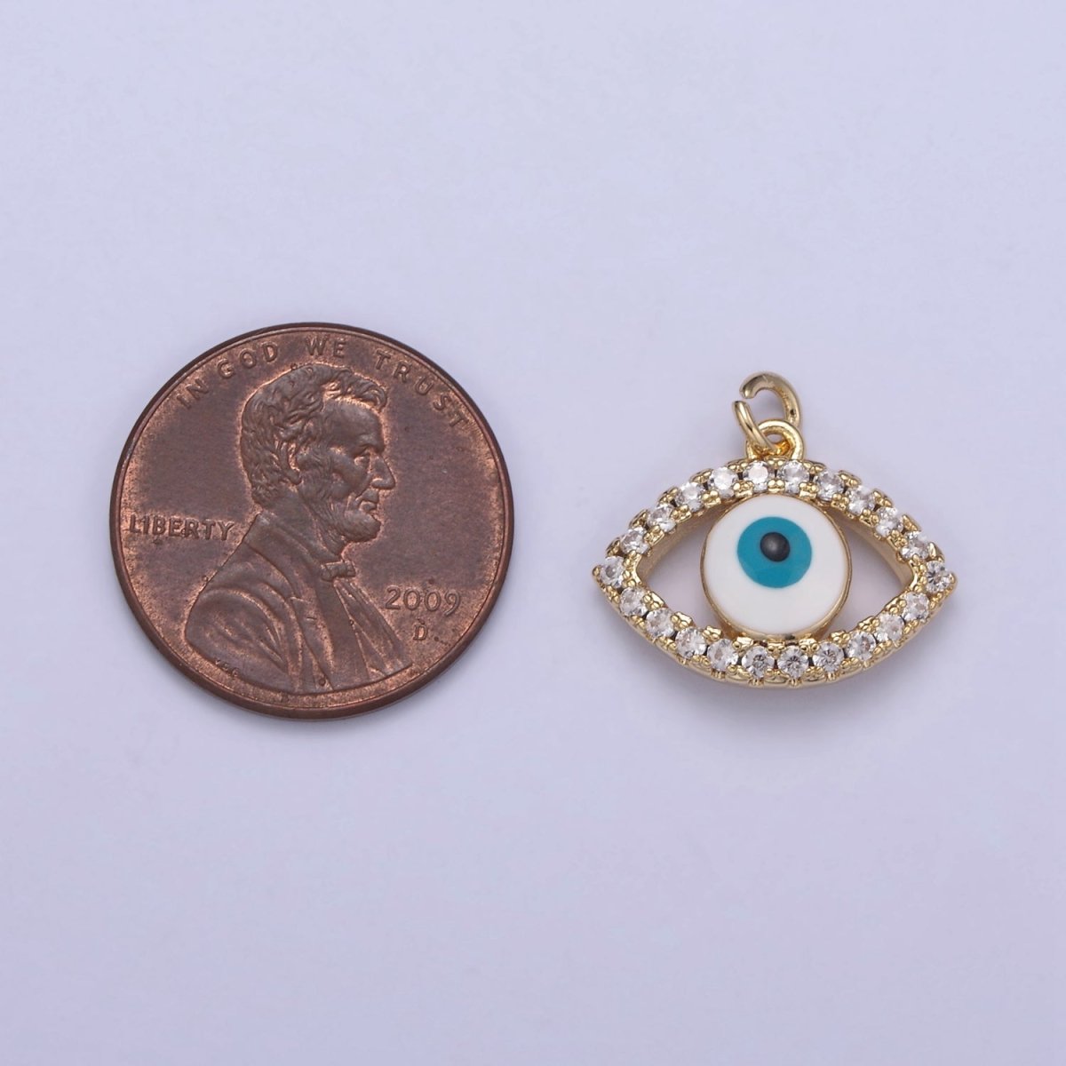 18K Gold Filled Evil Eye Gold Charm Cubic Zirconia Cz Eye Charm Dainty Good Luck and Protection Charm N-358 - DLUXCA