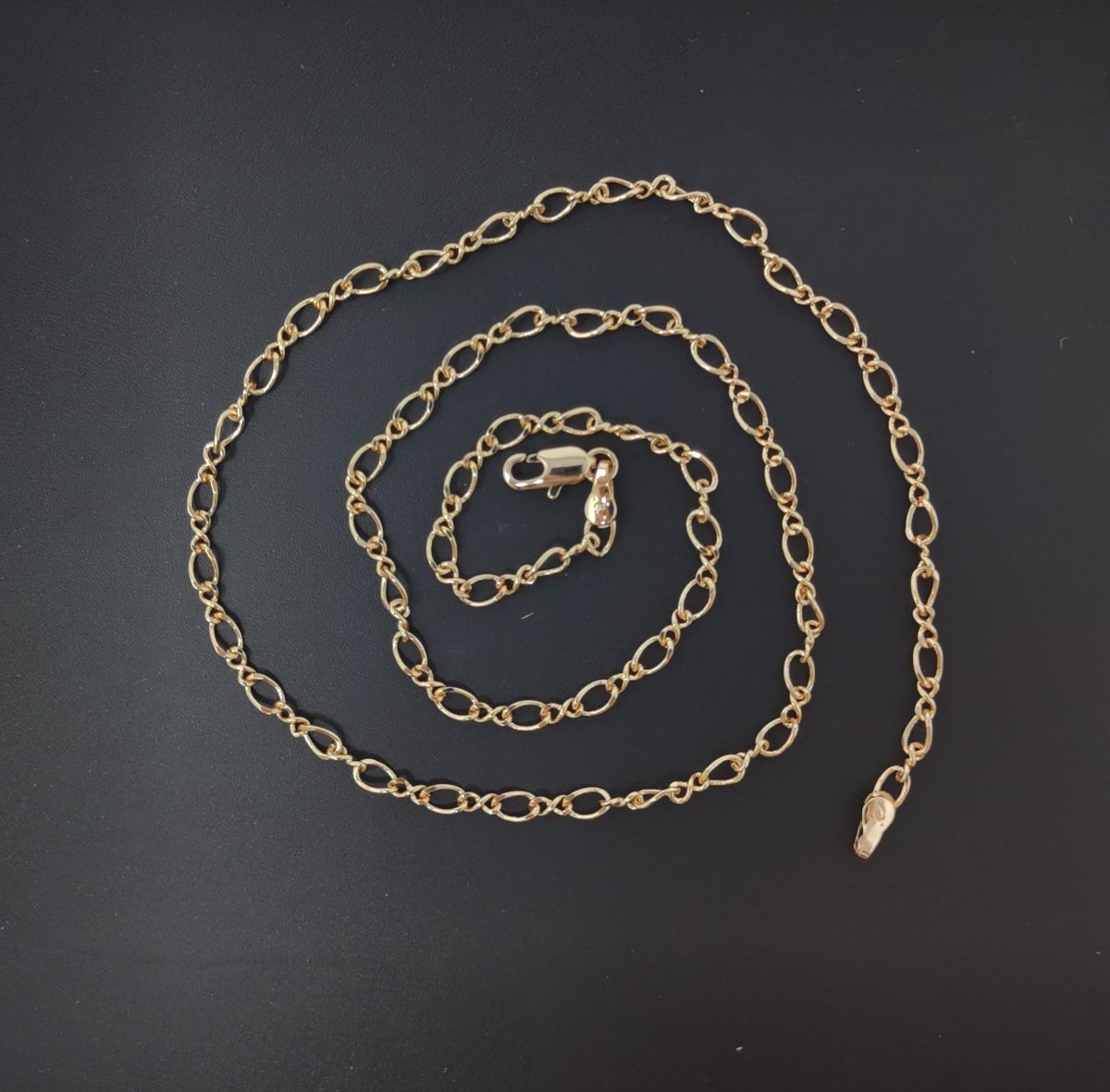 18K Gold Filled Figure 8 infinity Chain Necklace, 19.6" Figure 8 Finished Chain For Jewelry Making, 3mm Width Figure Eight Necklace w/ Spring Ring | CN-590 Clearance Pricing - DLUXCA