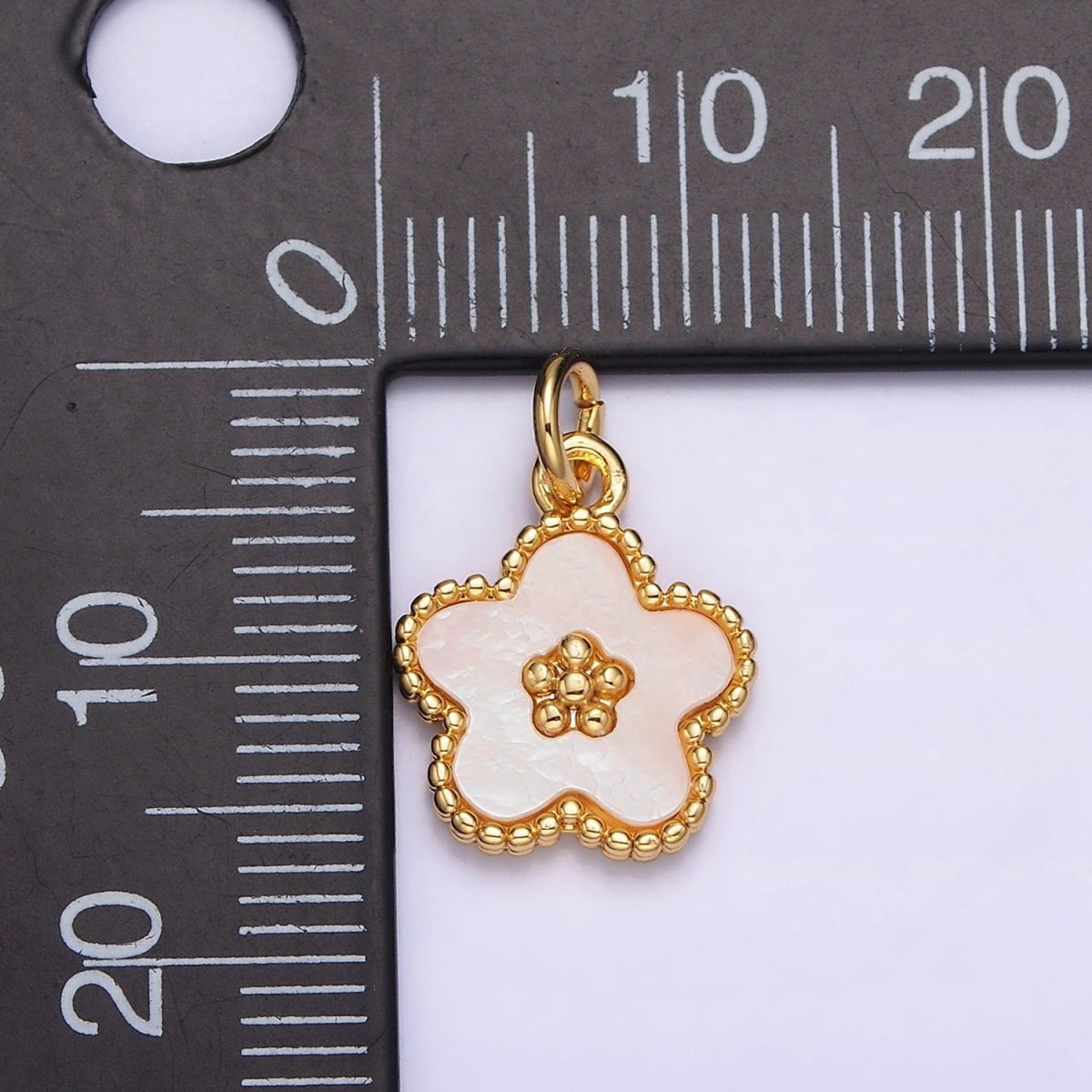 18K Gold Filled Flower Shell Pearl Beaded Charm | AC-1439 - DLUXCA