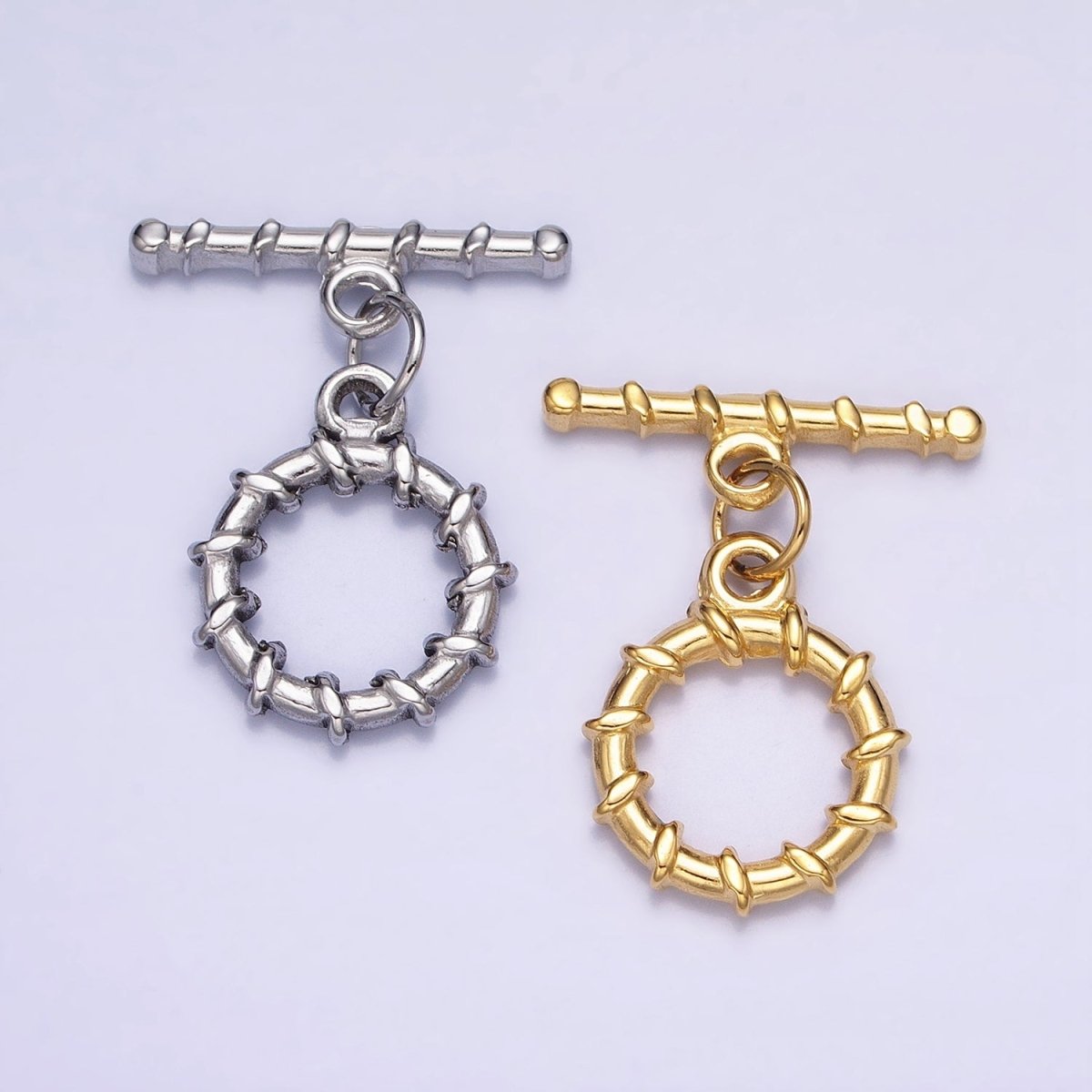 18K Gold Filled Geometric Tie Toggle Clasps in Gold & Silver | Z-299 Z-300 - DLUXCA