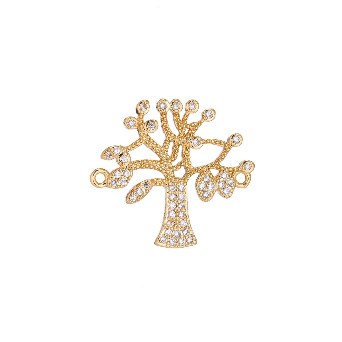 18K Gold Filled Gorgeous Tree of Life, Family Tree Cubic Zirconia Bracelet Charm Bead Finding Connector for Earring Jewelry Making F-039 - DLUXCA