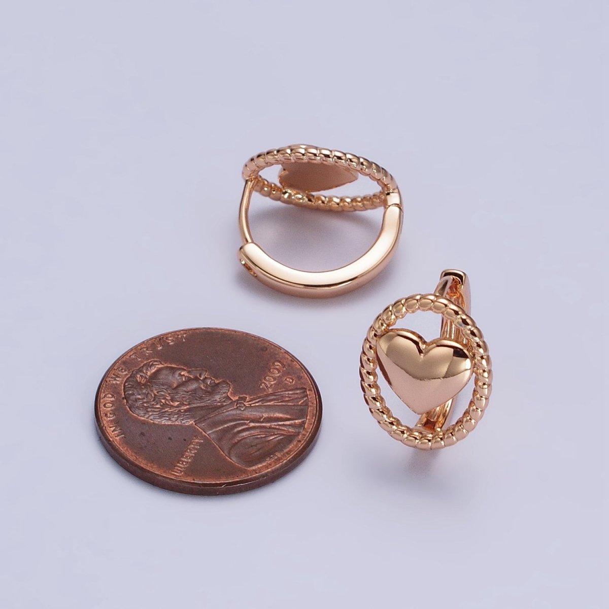 18K Gold Filled Heart Huggie Earring for Minimalist Jewelry AB1024 - DLUXCA