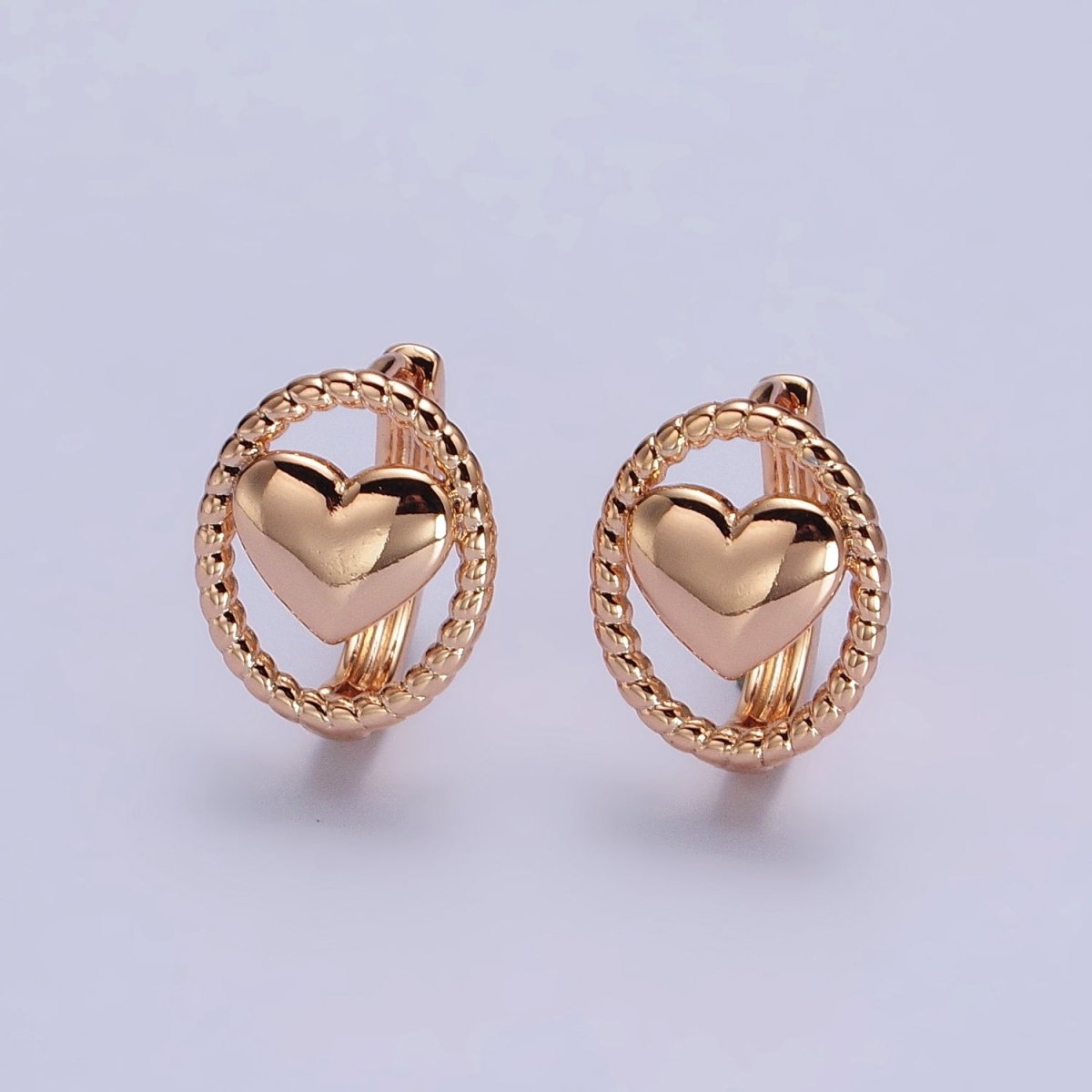 18K Gold Filled Heart Huggie Earring for Minimalist Jewelry AB1024 - DLUXCA