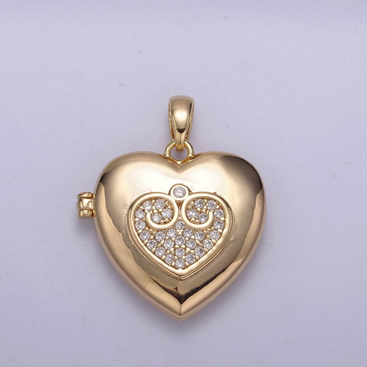18K Gold Filled Heart Locket Pendant Photo Locket, Locket for Necklace, Micro Pave Cz Heart Locket, Gift for Her H-553 H-556 - DLUXCA