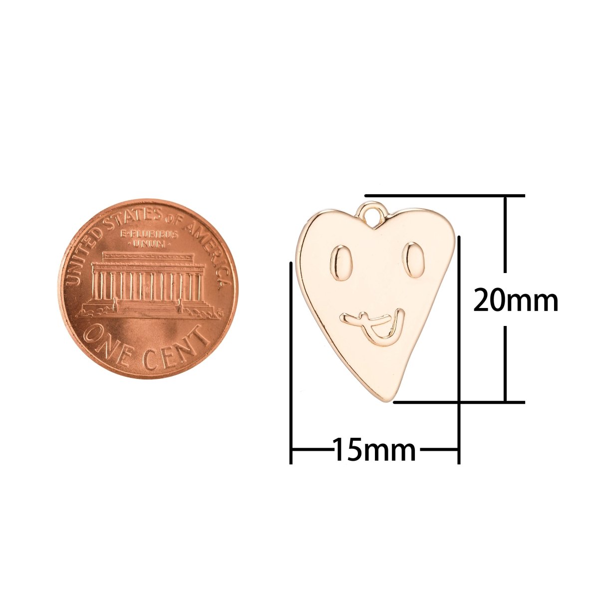 18K Gold Filled Heart shaped emoticon face pendant Coeur Charm for Layer Necklace Earing Jewelry Making Supplies - DLUXCA