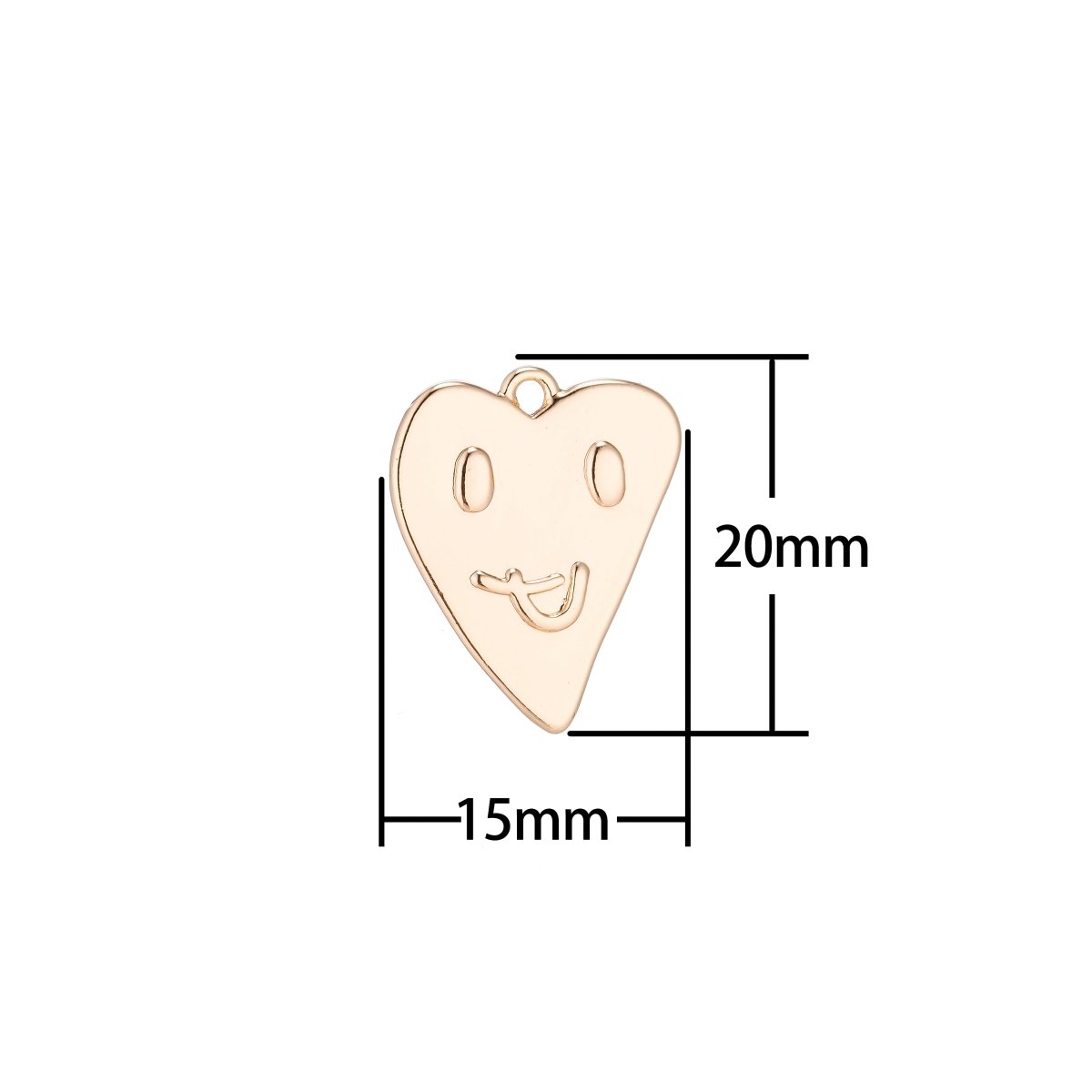 18K Gold Filled Heart shaped emoticon face pendant Coeur Charm for Layer Necklace Earing Jewelry Making Supplies - DLUXCA
