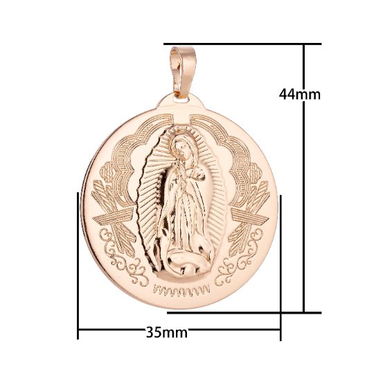 18K Gold Filled Holy Mother Virgin Mary, Saint, Spiritual Gift, Bails Findings Earring Necklace Jewelry Making Supplies H-442 - DLUXCA