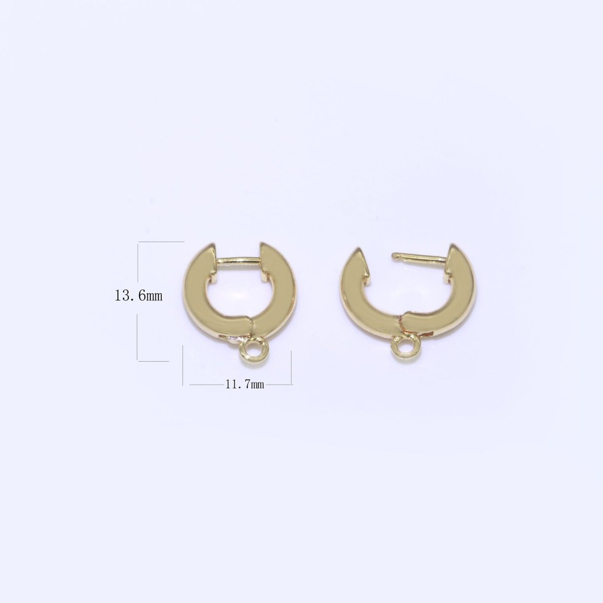 18k Gold Filled hoop huggie one touch w/ open link Lever Hoop earring making, 14x11.7 mm, Earring Charm Making Findings L-493 - DLUXCA