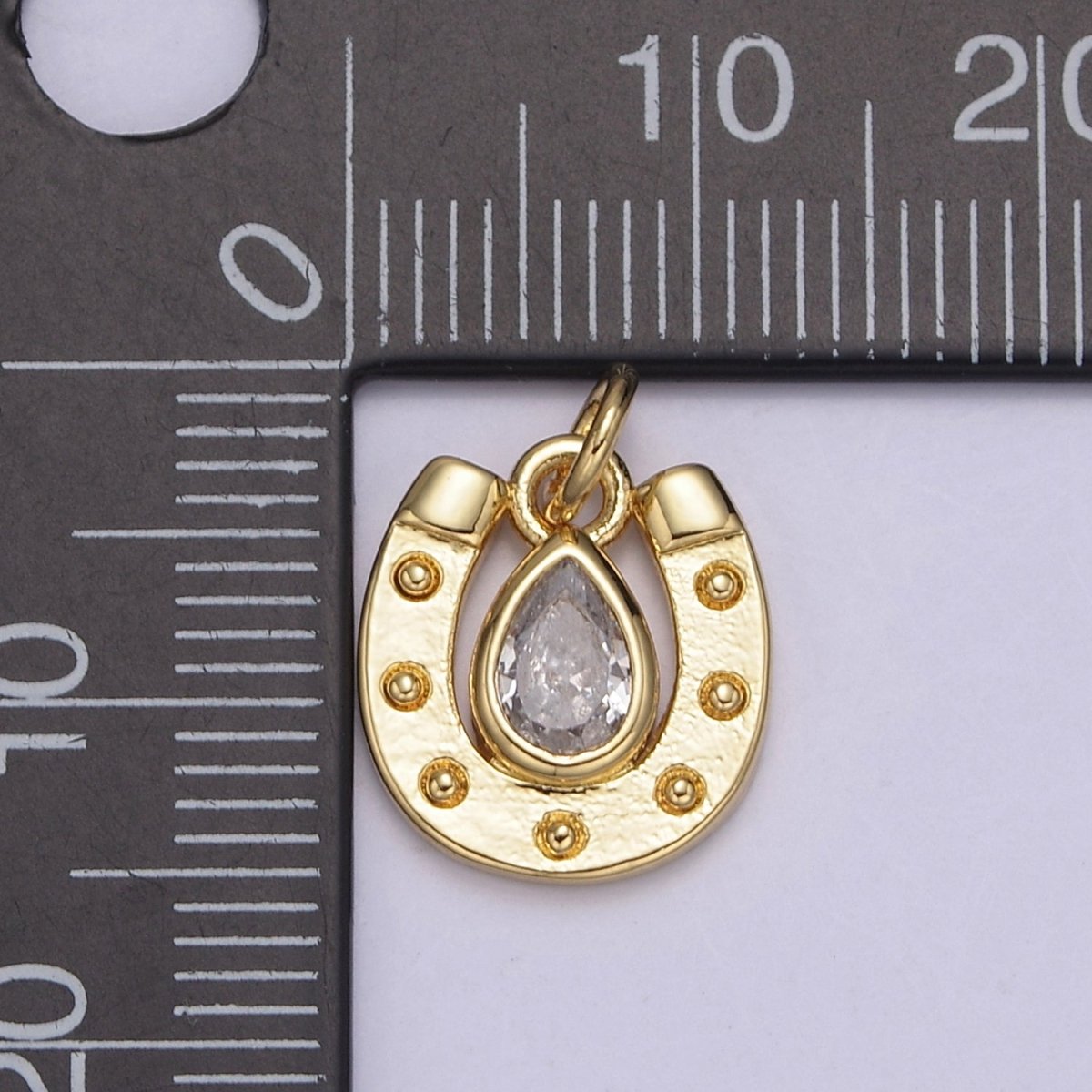 18K Gold Filled Horseshoe Dainty Delicate Small Tiny Lucky Charm Pendant CZ Micro Pave, Horse shoe Pendant for Necklace Component N-709 - DLUXCA