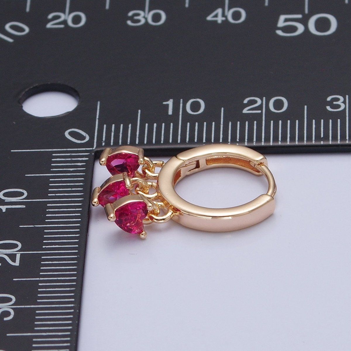 18K Gold Filled Huggie Earring with Heart Charm T-439 T-440 - DLUXCA