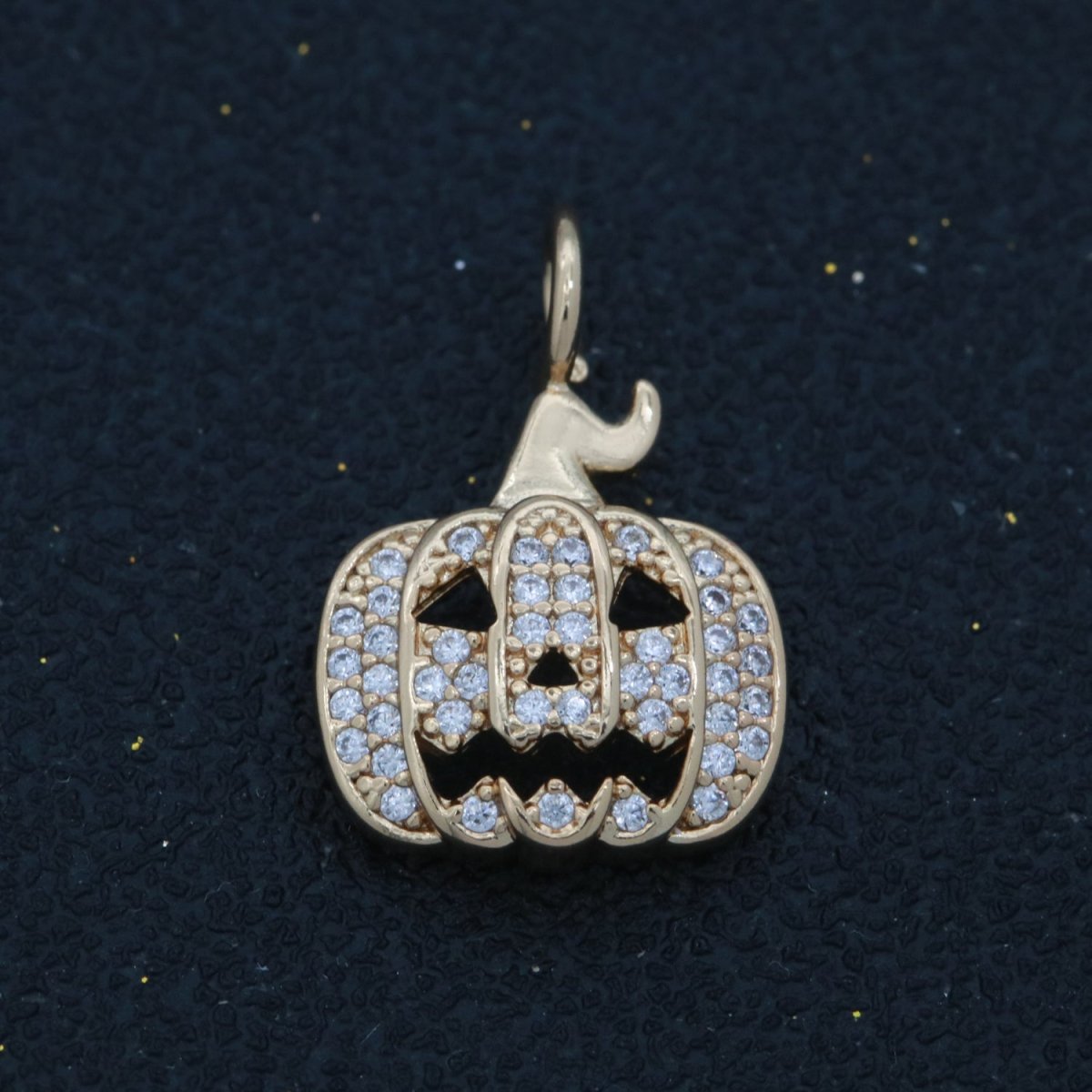18K Gold Filled Jack O Lantern Charms, Pumpkin Charm, Scary Halloween Jewelry Inspired Add on Charm for Necklace Earring Bracelet M-739 - DLUXCA