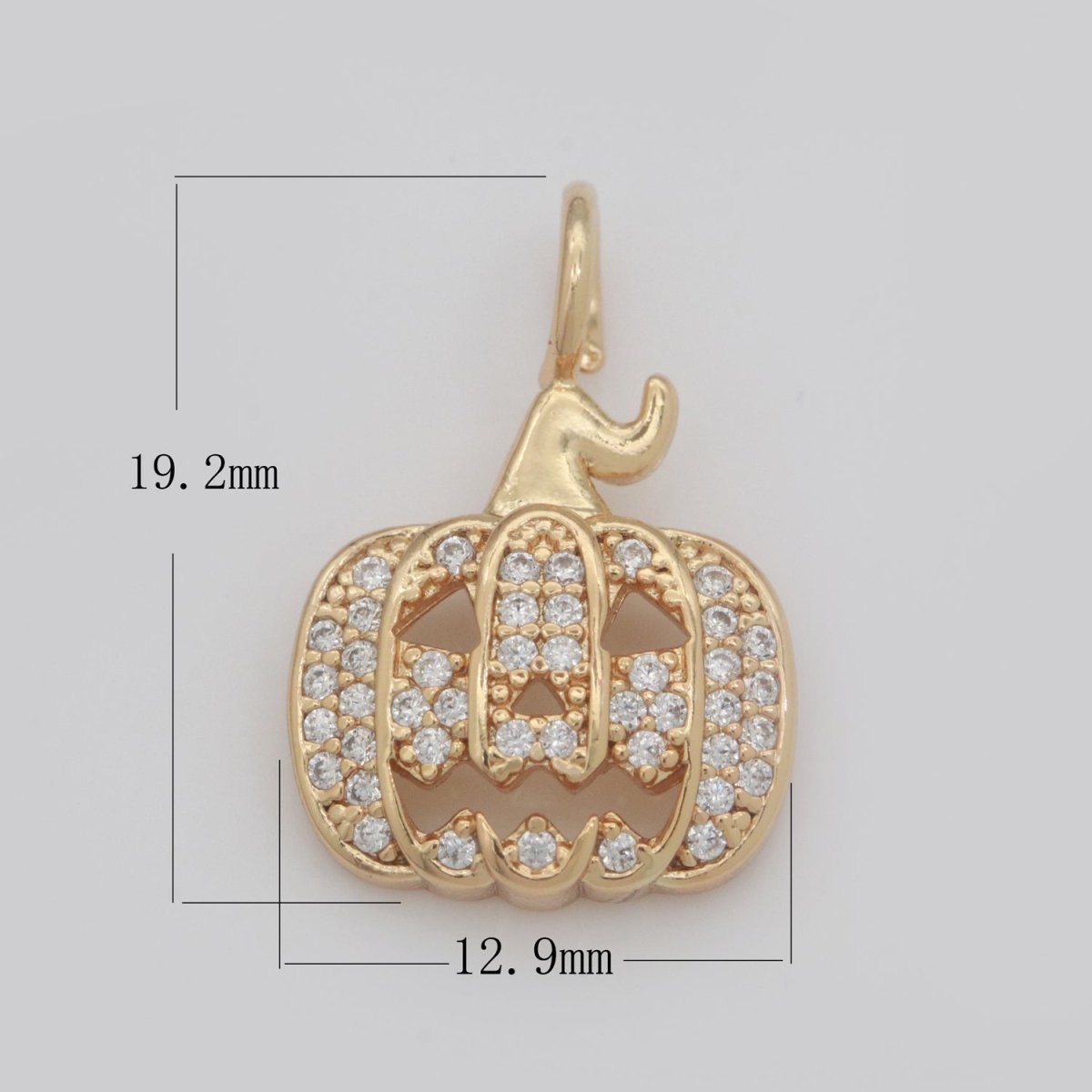 18K Gold Filled Jack O Lantern Charms, Pumpkin Charm, Scary Halloween Jewelry Inspired Add on Charm for Necklace Earring Bracelet M-739 - DLUXCA