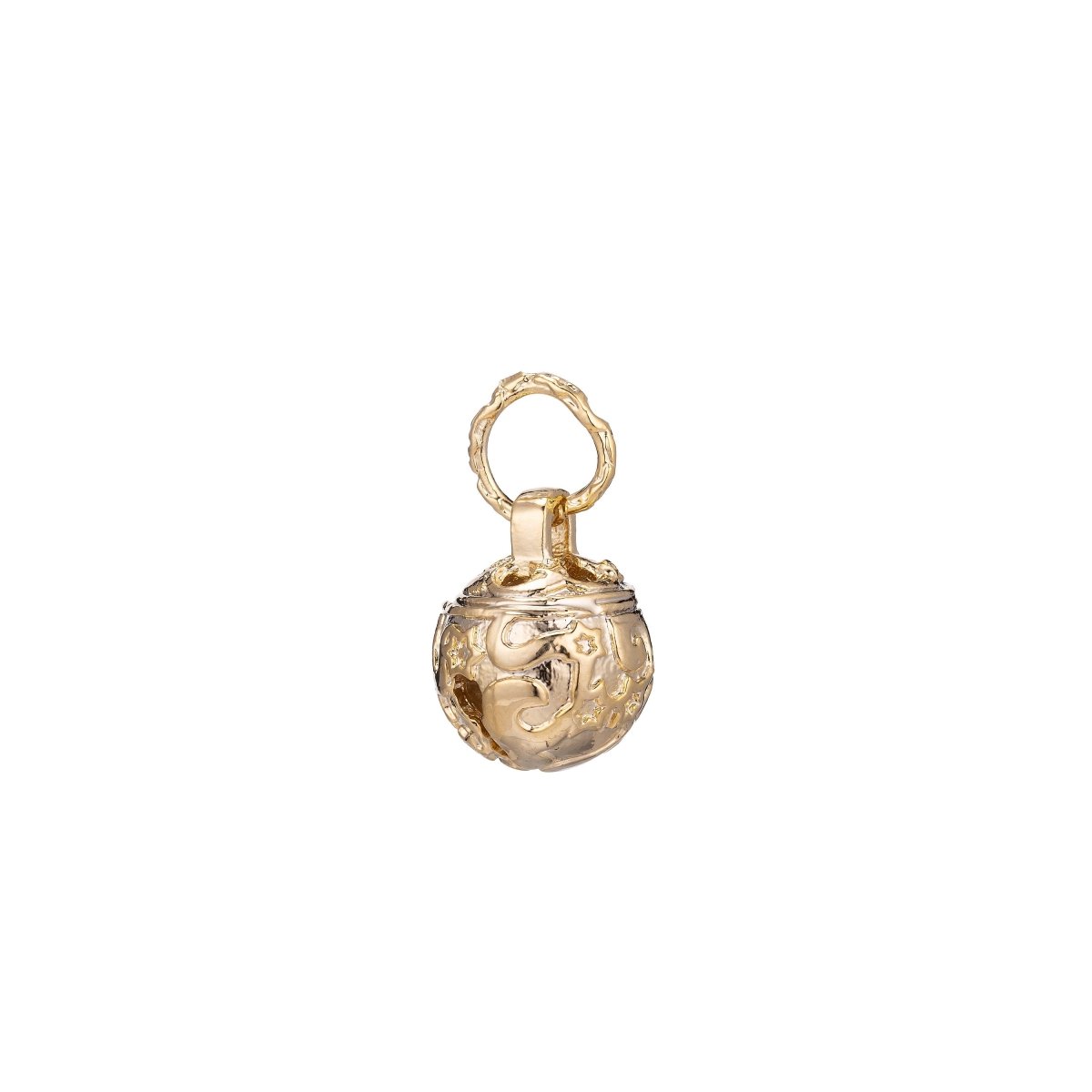 18k Gold Filled Jingle Bell Charms Round Cat Bell Charms Antique Gold Bell Pendant for Necklace Bracelet making " Can Jingle" for Supply E-451 E-576 E-577 - DLUXCA