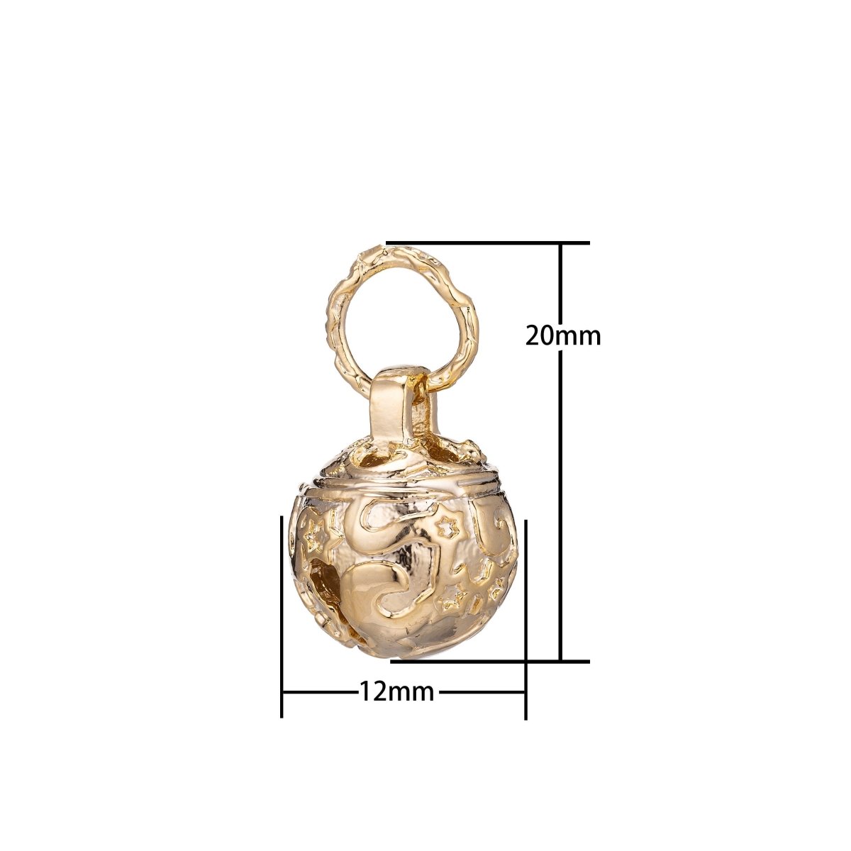 18k Gold Filled Jingle Bell Charms Round Cat Bell Charms Antique Gold Bell Pendant for Necklace Bracelet making " Can Jingle" for Supply E-451 E-576 E-577 - DLUXCA