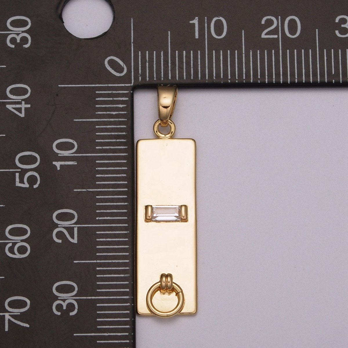 18k Gold Filled Long Rectangle Pendant Minimalist Geometry Jewelry Supply Component N-1408 - DLUXCA