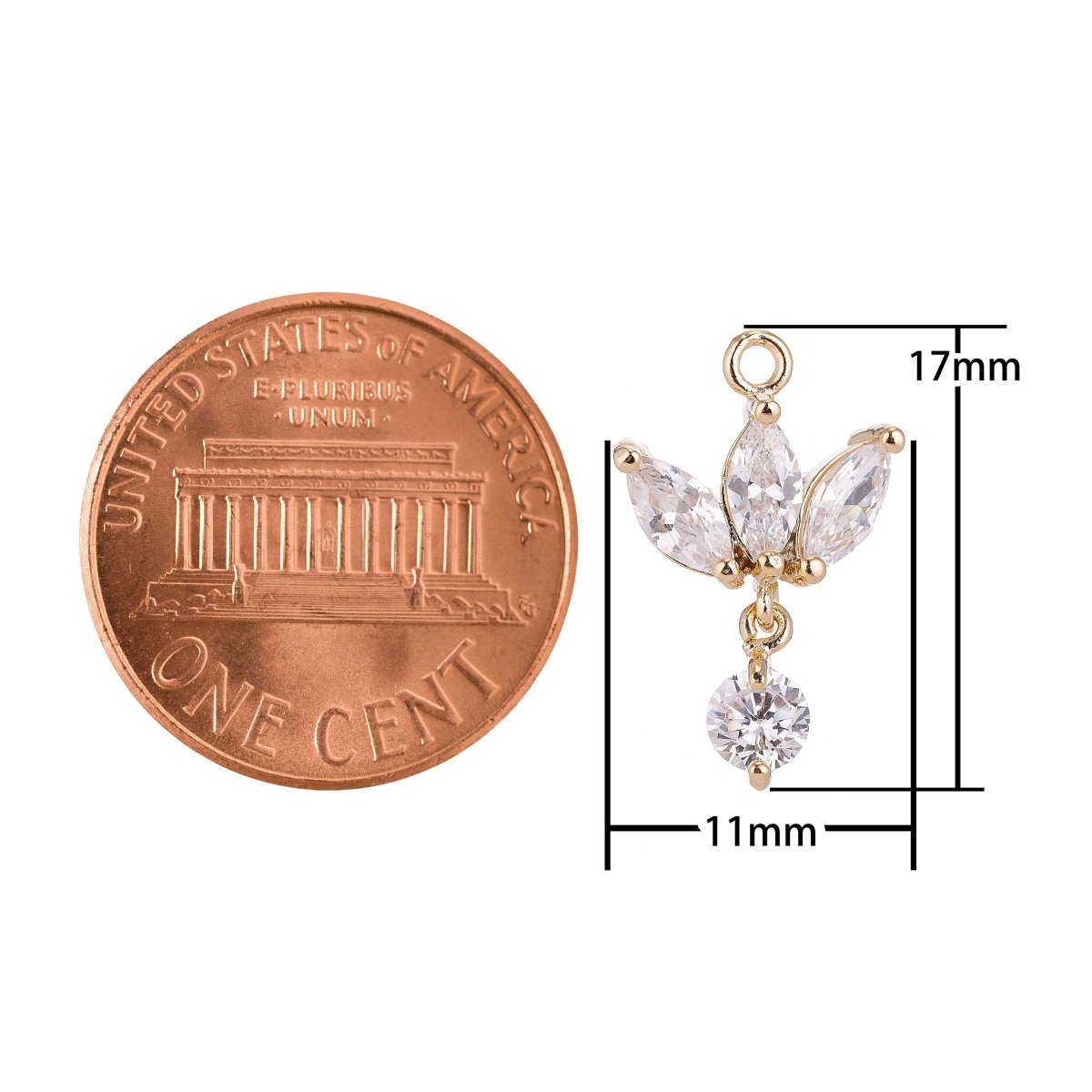 18K Gold Filled Lotus Wings Floating Round Crystal Cubic Zirconia Bracelet Delicate Necklace Pendant Earring Gift for Jewelry Making C-142 - DLUXCA