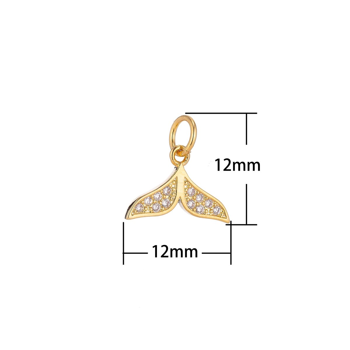 18K Gold Filled Lovely Mermaid Tail Cubic Zirconia Necklace Pendant Bracelet Earring Charm for Jewelry Making C-073 - DLUXCA