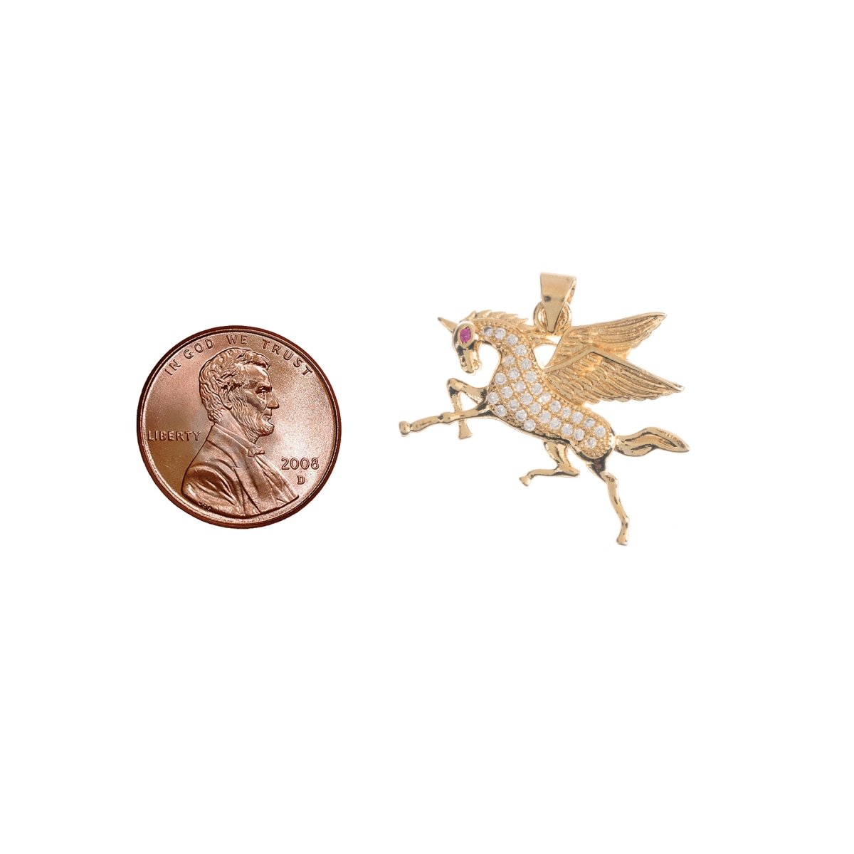 18K Gold Filled Magical Unicorn Pegasus Charm Cubic Zirconia Bails Findings for Earring Necklace Pendant Jewelry Making Supplies H-750 - DLUXCA
