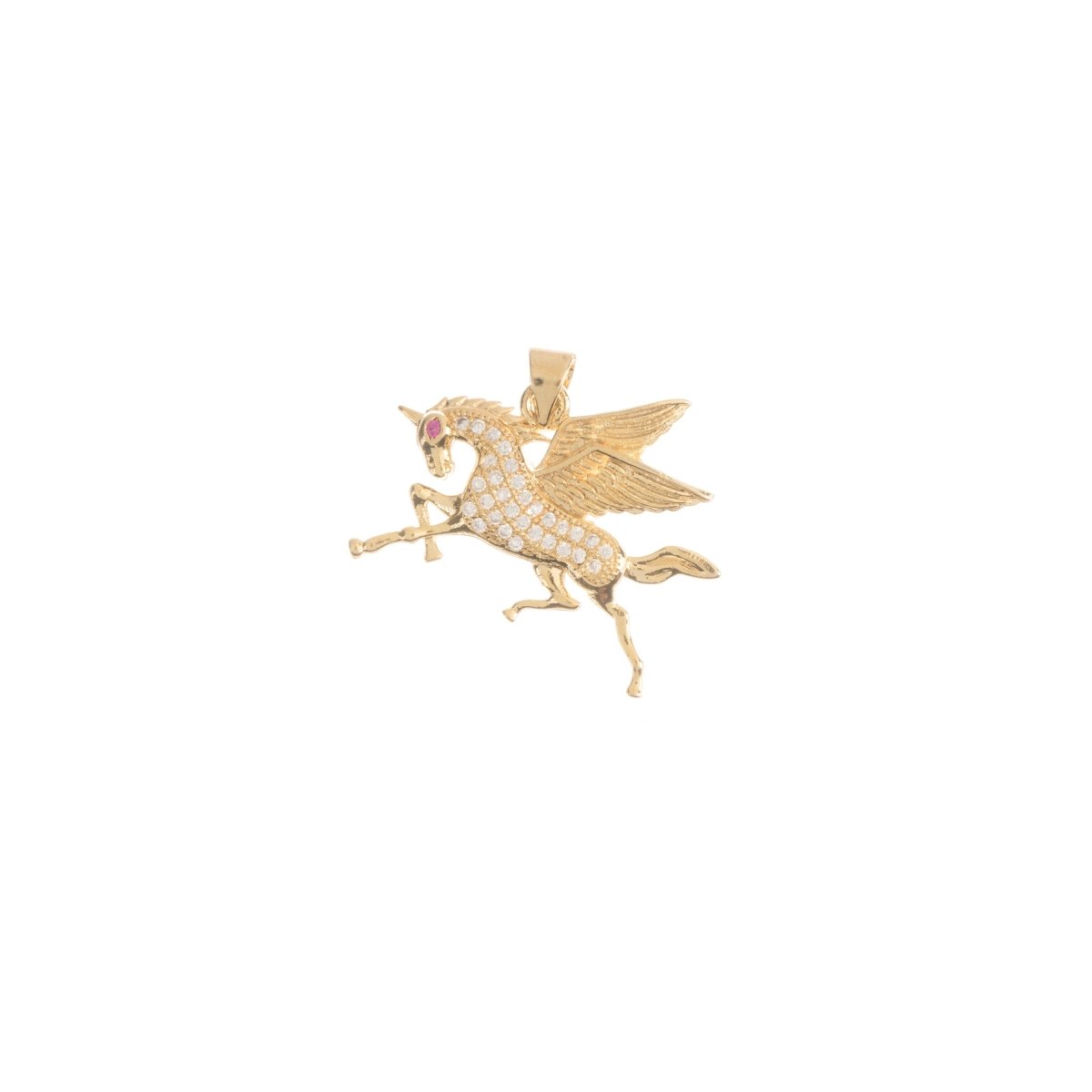 18K Gold Filled Magical Unicorn Pegasus Charm Cubic Zirconia Bails Findings for Earring Necklace Pendant Jewelry Making Supplies H-750 - DLUXCA