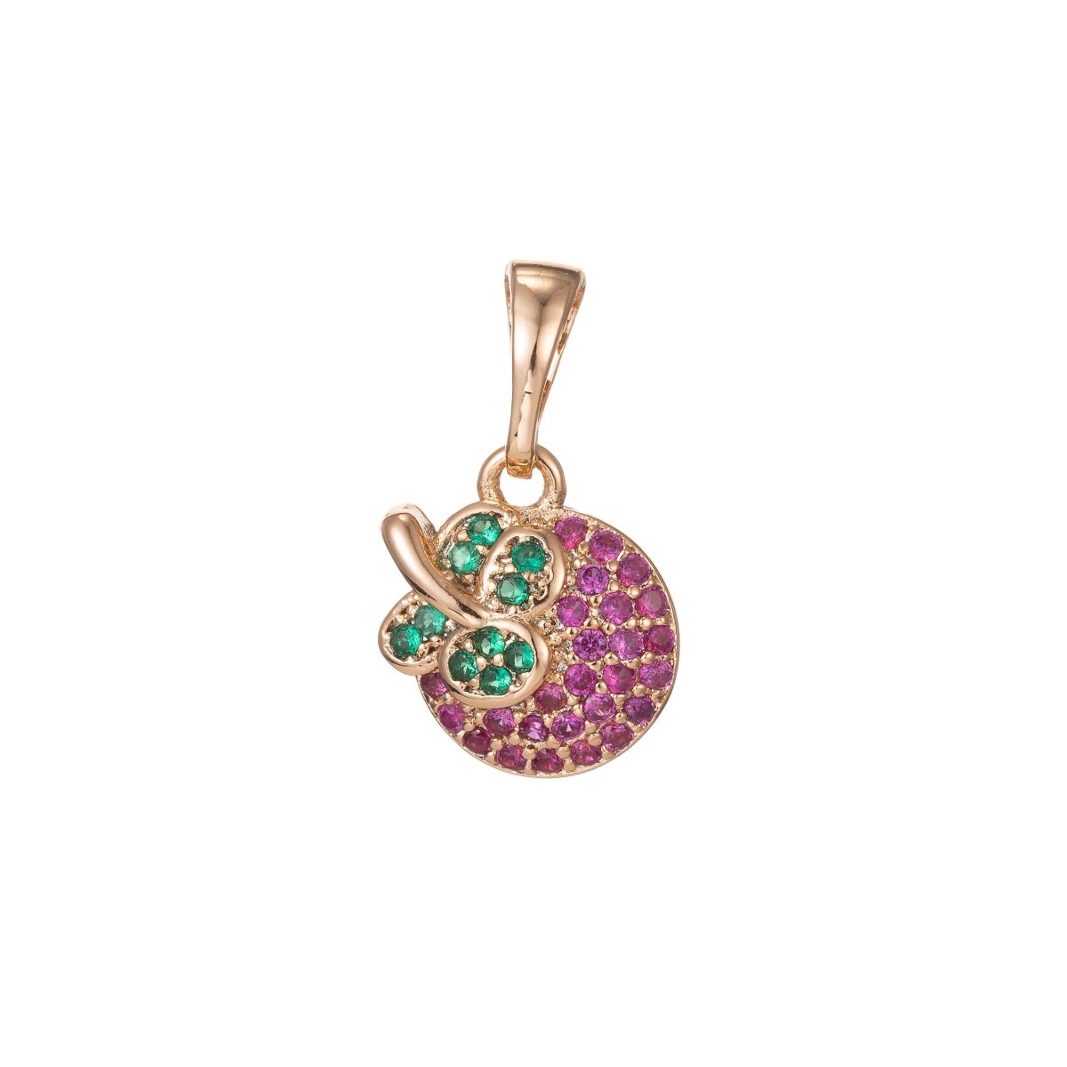 18k Gold Filled Micro Pave CZ Apple Pendant Charm, Micro Pave CZ Apple Pendant Charm, Gold Filled Fruit Pendant, For DIY Jewelry I-410 I-482 - DLUXCA