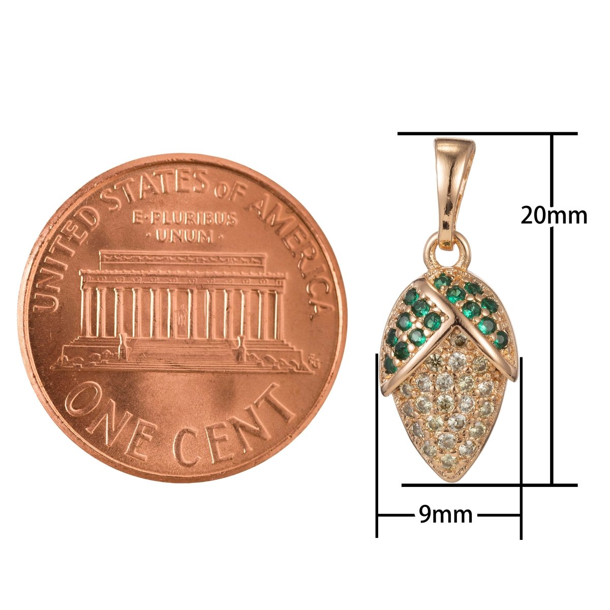 18k Gold Filled Micro Pave CZ Corn Pendant Charm, Corn Pendant Charm, Gold Filled Veggie Pendant, For DIY Jewelry Making I-422 I-498 - DLUXCA