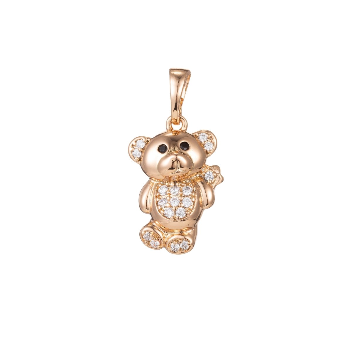 18k Gold Filled Micro Pave CZ Cutie Bear Pendant Charm, Micro Pave CZ Bear Pendant Charm, Gold Filled Pendant, For DIY Jewelry I-412 I-481 - DLUXCA