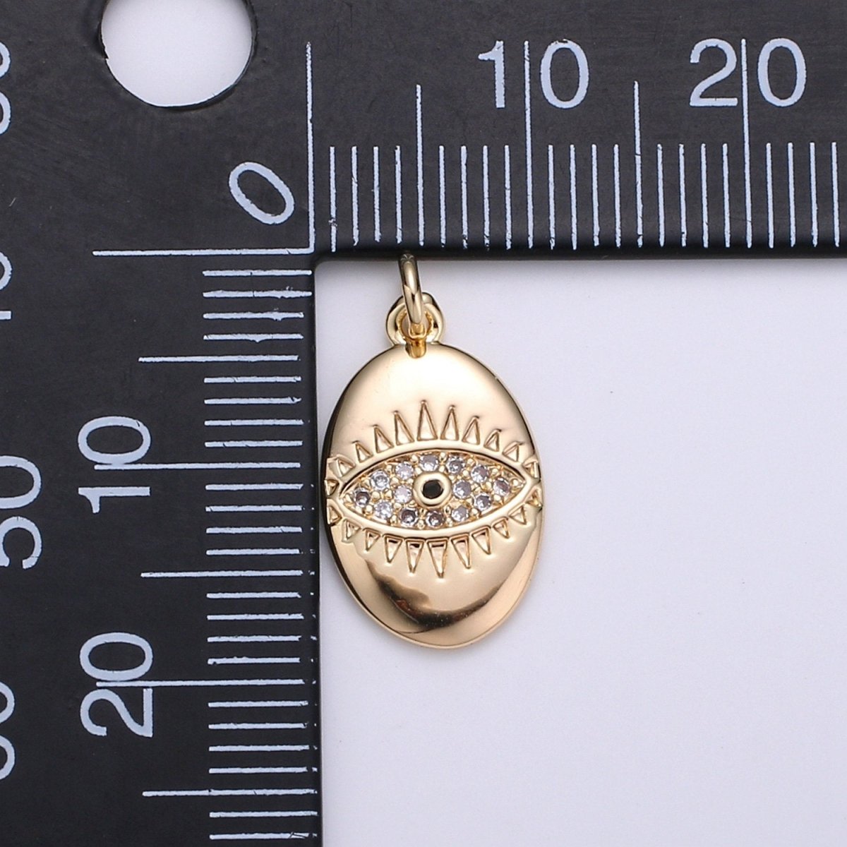 18k Gold Filled Micro Pave CZ Evil Eye Pendant Charm, For DIY Jewelry, Red, Blue, Green,Clear CZ Evil Eye Charm D-208 to D-211 - DLUXCA