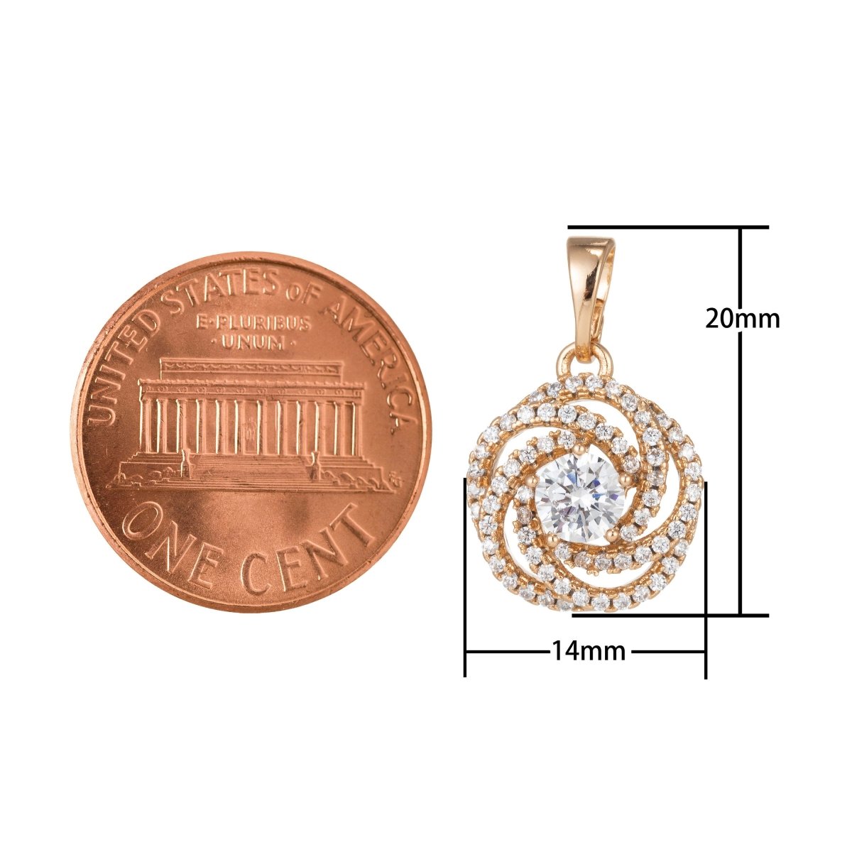 18k Gold Filled Micro Pave CZ Flower Pendant Charm, Micro Pave CZ Geometric Pendant Charm, Gold Filled Pendant, For DIY Jewelry I-528 - DLUXCA