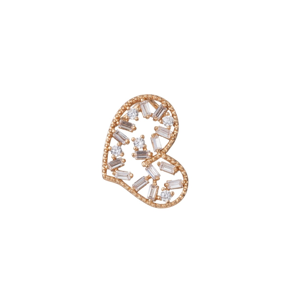 18k Gold Filled Micro Pave CZ Heart Pendant Charm, Hearts with Micro Pave CZ Pendant Charm, Gold Filled Heart Pendant, For DIY Jewelry I-431 - DLUXCA