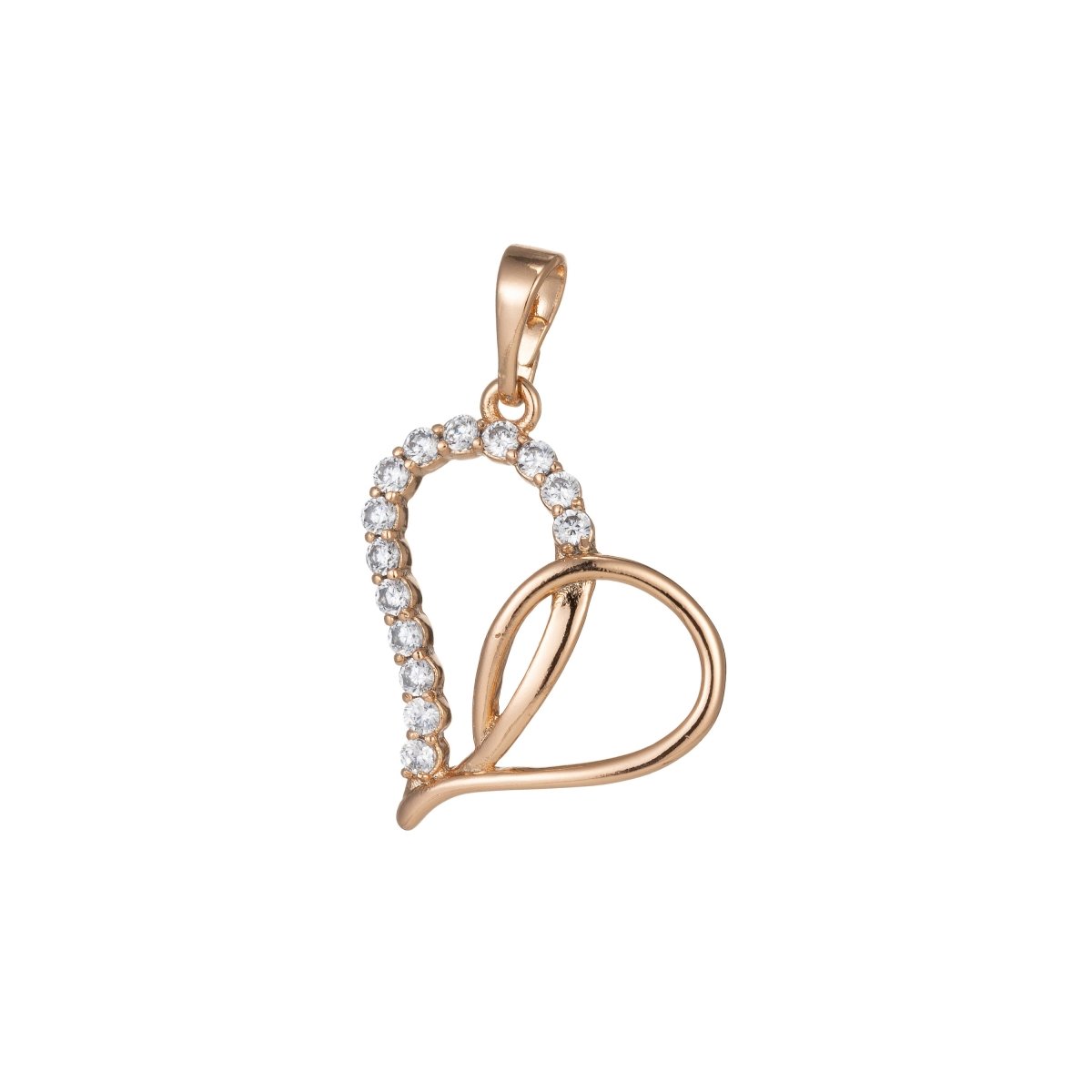 18k Gold Filled Micro Pave CZ Heart Pendant Charm, Micro Pave CZ Pendant Charm, Gold Filled Heart Pendant, For DIY Jewelry I-397 - DLUXCA