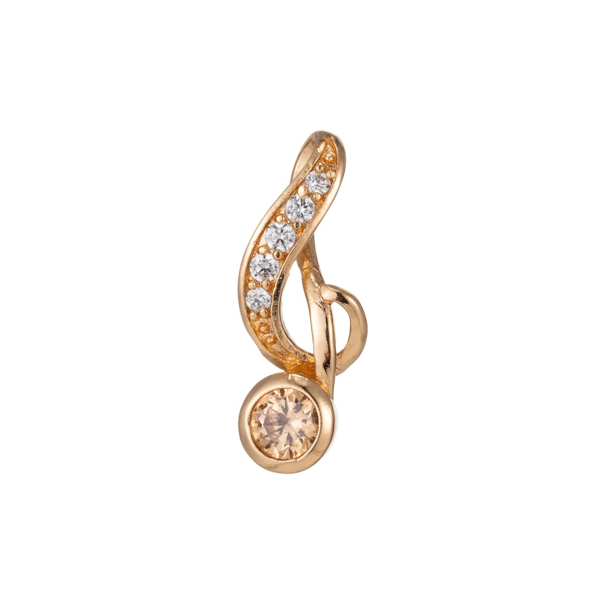 18k Gold Filled Micro Pave CZ Music Note Pendant Charm, Musical Pendant Charm, Gold Filled Music Pendant, For DIY Jewelry I-536 - DLUXCA