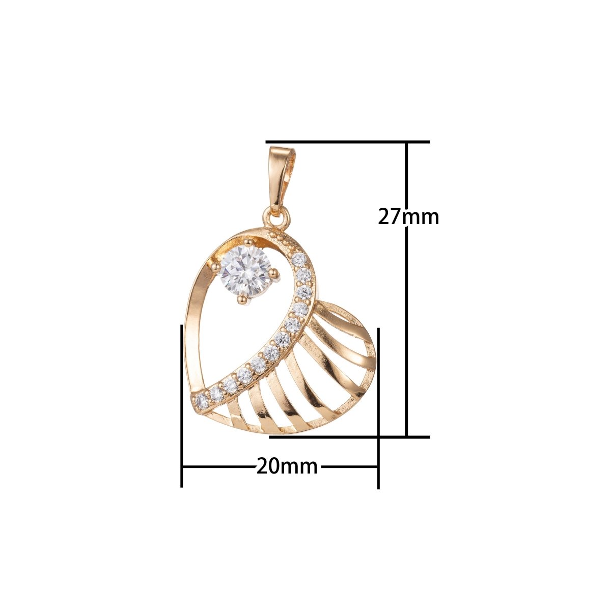 18K Gold Filled Micro Pave CZ Pendant Charm, Hearts with Micro Pave CZ Pendant Charm, Gold Filled Heart Pendant, For DIY Jewelry I-401 I-495 - DLUXCA