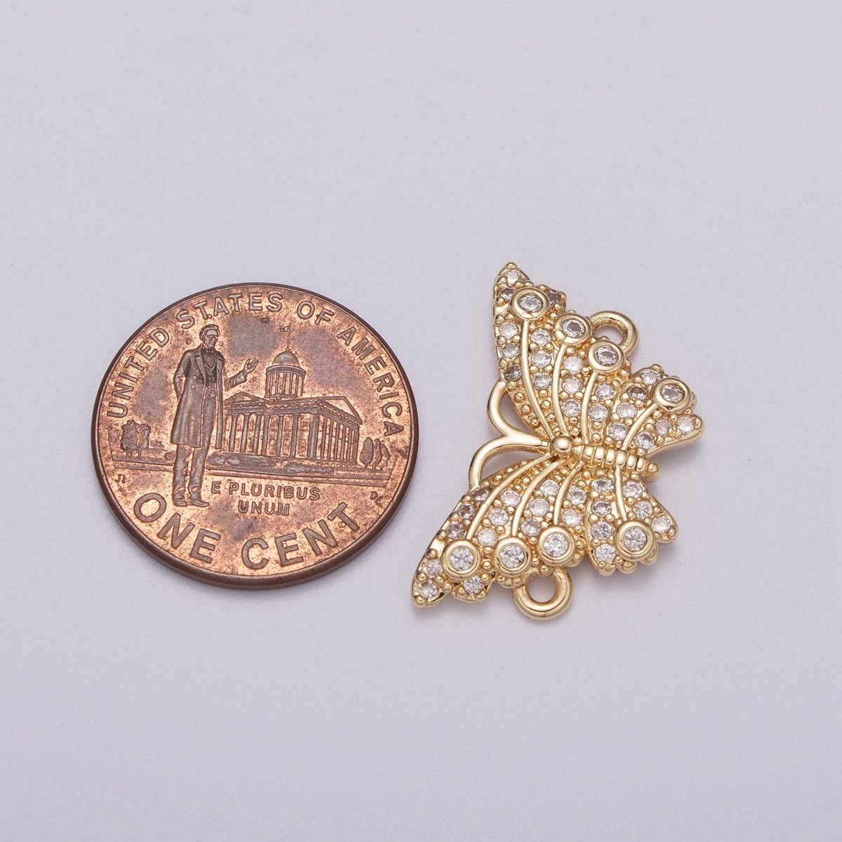 18k Gold Filled Micro Pave Monarch Butterfly Link Connector for Bracelet Necklace Component N-063 N-064 - DLUXCA