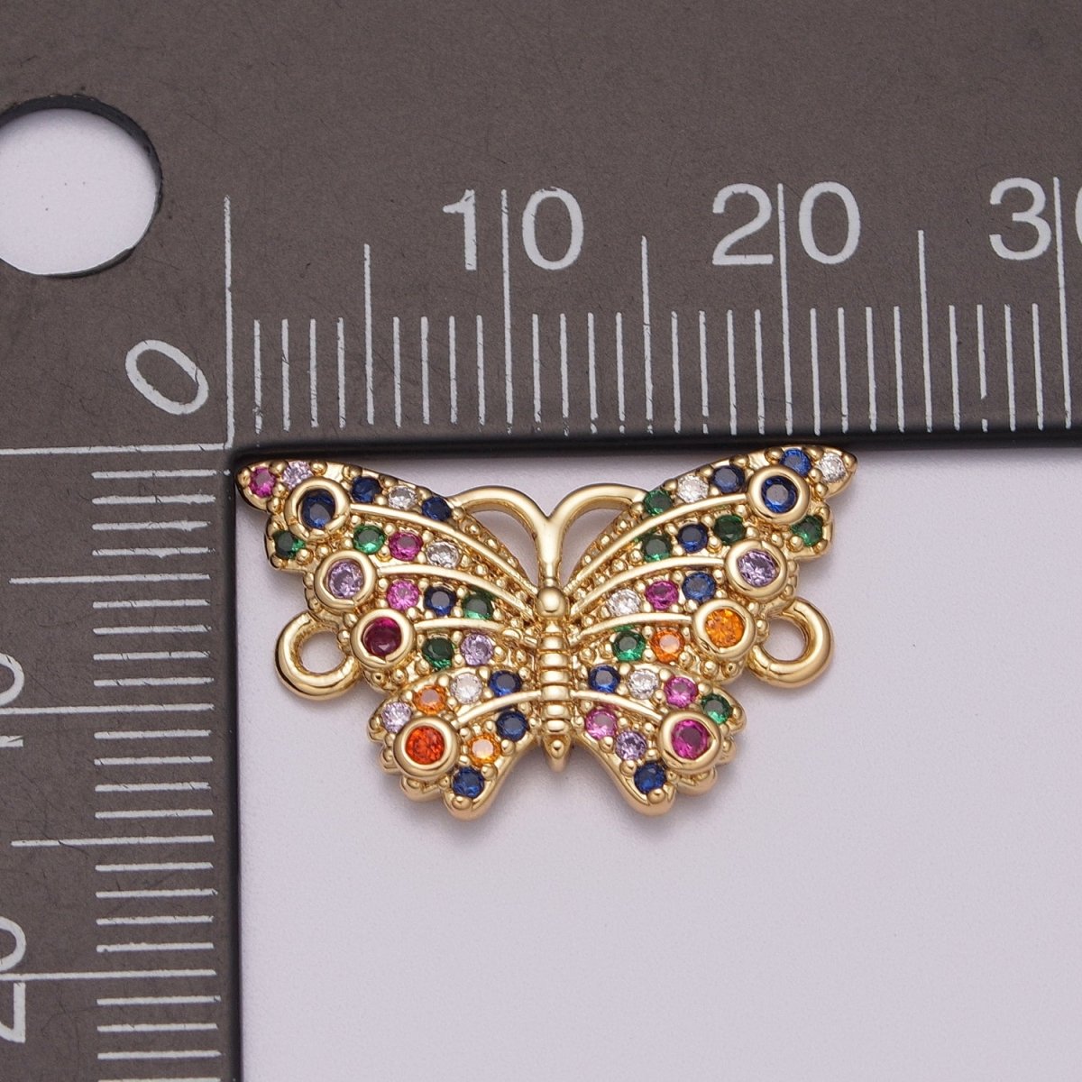 18k Gold Filled Micro Pave Monarch Butterfly Link Connector for Bracelet Necklace Component N-063 N-064 - DLUXCA