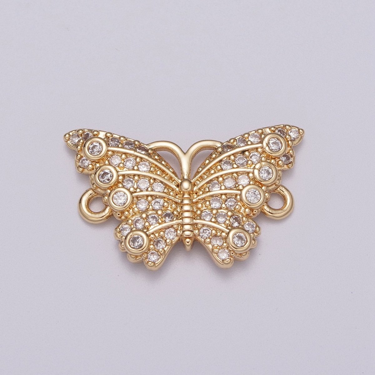 18k Gold Filled Micro Pave Monarch Butterfly Link Connector for Bracelet Necklace Component N-063 N-064 - DLUXCA