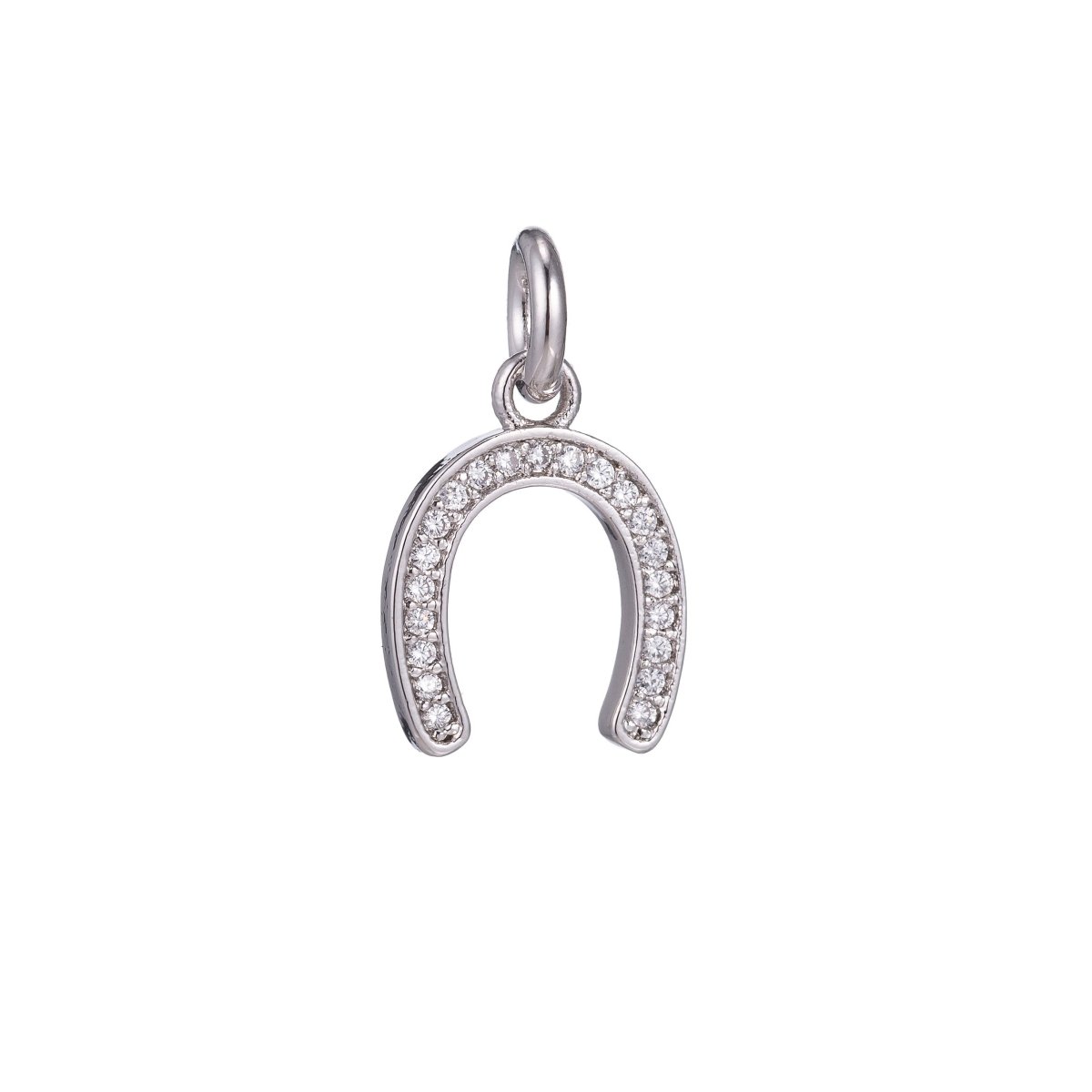 18K Gold Filled Micro Paved Lucky Horseshoe Charm in Gold, Silver, Rose Gold, Black | C-447 - DLUXCA