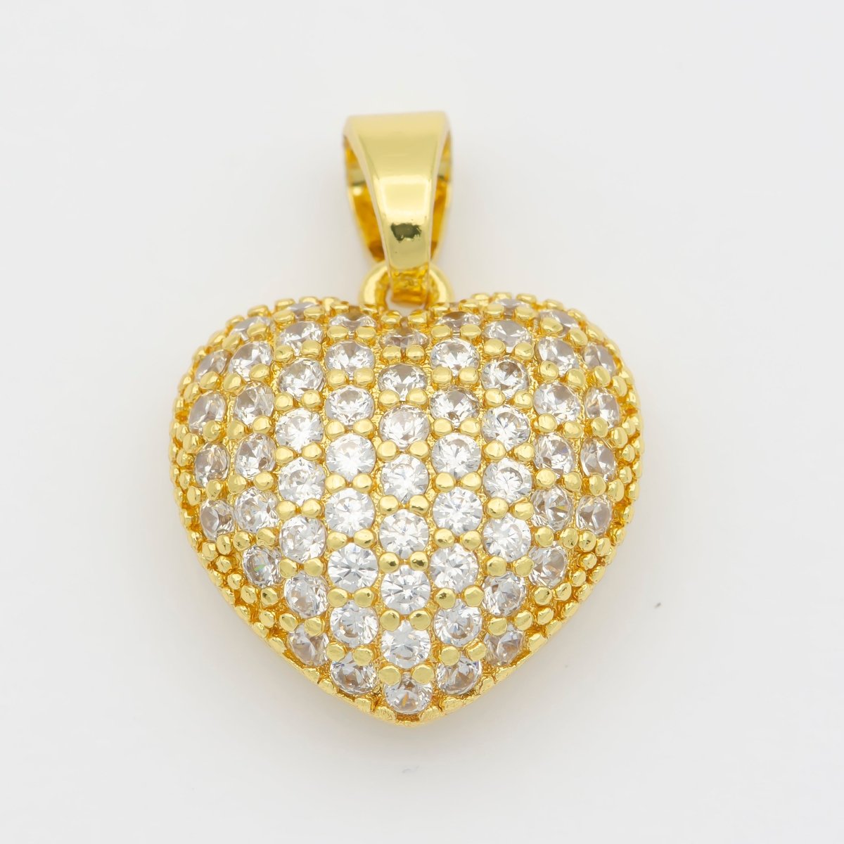 18k Gold Filled Micro Paved Puffed Heart Pendant Necklace Cubic Heart Pendant 3D Pendant J-834 I-145 - DLUXCA