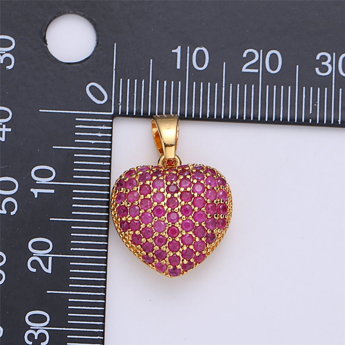 18k Gold Filled Micro Paved Puffed Heart Pendant Necklace Cubic Heart Pendant 3D Pendant J-834 I-145 - DLUXCA