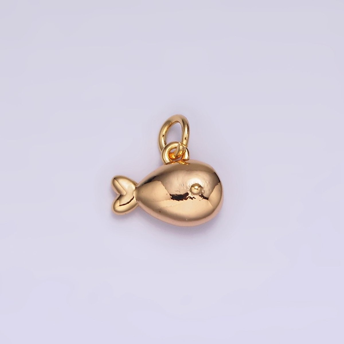 18K Gold Filled Mini Fish Animal Puffed Add-On Charm | N1684 - DLUXCA