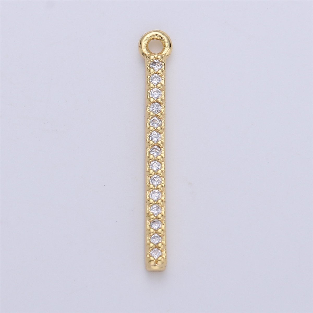 18K Gold Filled Minimalist Bar, Cubic Micro Pave Dangle Charm Necklace Earring Pendant Charm for Jewelry Making C-689 - DLUXCA